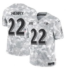 Men's Baltimore Ravens #22 Derrick Henry 2024 F.U.S.E. Arctic Camo Salute to Service Limited Football Stitched Jersey