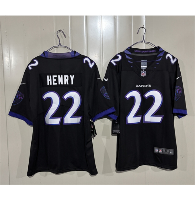 Men's Baltimore Ravens #22 Derrick Henry Black 2026 Alternate Vapor Limited Football Stitched Jersey