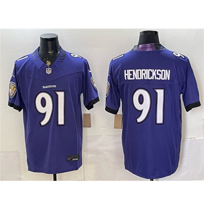 Men's Baltimore Ravens #91 Trey Hendrickson Purple 2026 F.U.S.E. Vapor Limited Football Stitched Jersey