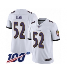 Men's Baltimore Ravens #52 Ray Lewis White Vapor Untouchable Limited Player 100th Season Football Jersey