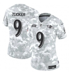 Women's Baltimore Ravens #9 Justin Tucker 2024 F.U.S.E Arctic Camo Salute To Service Limited Stitched Football Jersey(Run Small)