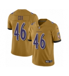Women's Baltimore Ravens #46 Morgan Cox Limited Gold Inverted Legend Football Jersey