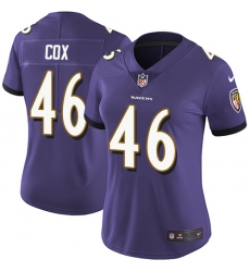 Women's Nike Baltimore Ravens #46 Morgan Cox Purple Team Color Vapor Untouchable Limited Player NFL Jersey