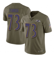 Men's Nike Baltimore Ravens #73 Marshal Yanda Limited Olive 2017 Salute to Service NFL Jersey