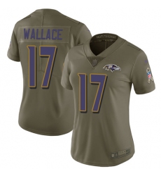 Women's Nike Baltimore Ravens #17 Mike Wallace Limited Olive 2017 Salute to Service NFL Jersey