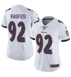 Women's Nike Baltimore Ravens #92 Bronson Kaufusi White Vapor Untouchable Limited Player NFL Jersey