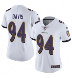 Women's Nike Baltimore Ravens #94 Carl Davis White Vapor Untouchable Limited Player NFL Jersey