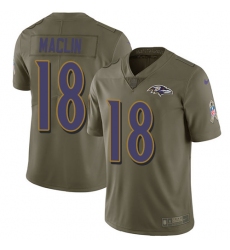 Men's Nike Baltimore Ravens #18 Jeremy Maclin Limited Olive 2017 Salute to Service NFL Jersey