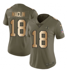 Women's Nike Baltimore Ravens #18 Jeremy Maclin Limited Olive/Gold Salute to Service NFL Jersey