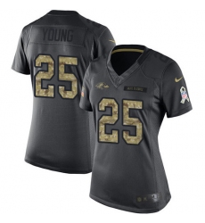 Women's Nike Baltimore Ravens #25 Tavon Young Limited Black 2016 Salute to Service NFL Jersey