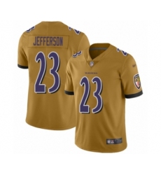 Men's Baltimore Ravens #23 Tony Jefferson Limited Gold Inverted Legend Football Jersey