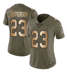 Women's Nike Baltimore Ravens #23 Tony Jefferson Limited Olive/Gold Salute to Service NFL Jersey