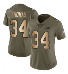 Women's Nike Buffalo Bills #34 Thurman Thomas Limited Olive/Gold 2017 Salute to Service NFL Jersey