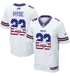 Men's Nike Buffalo Bills #23 Micah Hyde Elite White Road USA Flag Fashion NFL Jersey