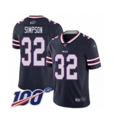 Men's Buffalo Bills #32 O. J. Simpson Limited Navy Blue Inverted Legend 100th Season Football Jersey