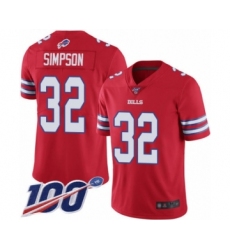 Men's Buffalo Bills #32 O. J. Simpson Limited Red Rush Vapor Untouchable 100th Season Football Jersey