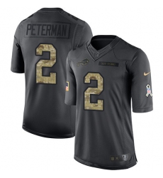 Men's Nike Buffalo Bills #2 Nathan Peterman Limited Black 2016 Salute to Service NFL Jersey