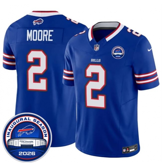 Men's Buffalo Bills #2 D.J. Moore Blue F.U.S.E. 2026 Inaugural Season at Highmark Stadium Football Stitched Jersey