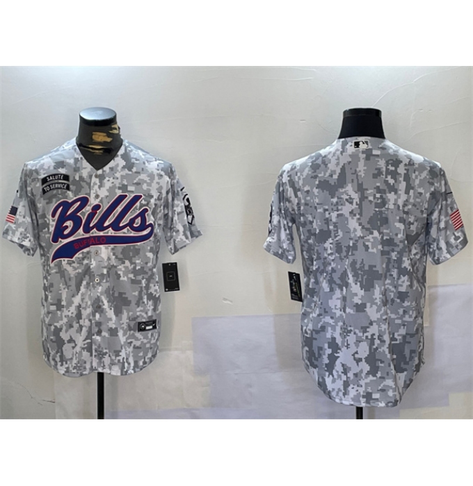 Men's Buffalo Bills Blank 2024 Arctic Camo Salute To Service Stitched Baseball Jersey