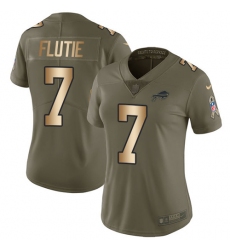 Women's Nike Buffalo Bills #7 Doug Flutie Limited Olive/Gold 2017 Salute to Service NFL Jersey