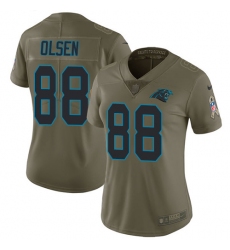 Women's Nike Carolina Panthers #88 Greg Olsen Limited Olive 2017 Salute to Service NFL Jersey
