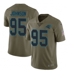 Men's Nike Carolina Panthers #95 Charles Johnson Limited Olive 2017 Salute to Service NFL Jersey