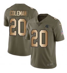 Men's Nike Carolina Panthers #20 Kurt Coleman Limited Olive/Gold 2017 Salute to Service NFL Jersey