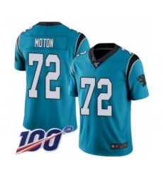 Men's Carolina Panthers #72 Taylor Moton Limited Blue Rush Vapor Untouchable 100th Season Football Jersey