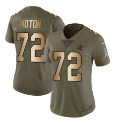 Women's Nike Carolina Panthers #72 Taylor Moton Limited Olive/Gold 2017 Salute to Service NFL Jersey