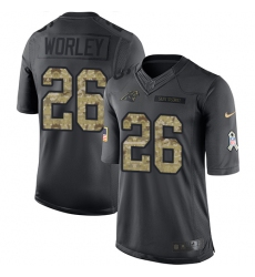 Youth Nike Carolina Panthers #26 Daryl Worley Limited Black 2016 Salute to Service NFL Jersey