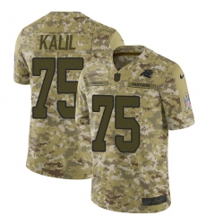 Youth Nike Carolina Panthers #75 Matt Kalil Limited Camo 2018 Salute to Service NFL Jersey