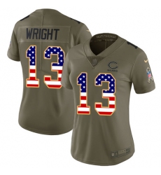 Women's Nike Chicago Bears #13 Kendall Wright Limited Olive/USA Flag Salute to Service NFL Jersey