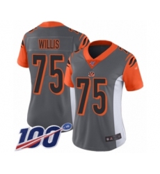 Women's Cincinnati Bengals #75 Jordan Willis Limited Silver Inverted Legend 100th Season Football Jersey