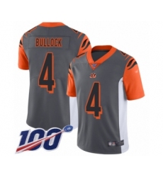 Men's Cincinnati Bengals #4 Randy Bullock Limited Silver Inverted Legend 100th Season Football Jersey