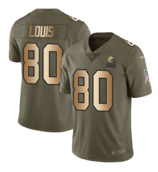 Men's Nike Cleveland Browns #80 Ricardo Louis Limited Olive/Gold 2017 Salute to Service NFL Jersey