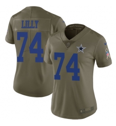 Women's Nike Dallas Cowboys #74 Bob Lilly Limited Olive 2017 Salute to Service NFL Jersey