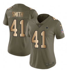 Women's Nike Dallas Cowboys #41 Keith Smith Limited Olive/Gold 2017 Salute to Service NFL Jersey