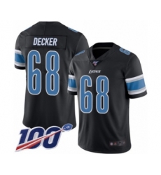 Men's Detroit Lions #68 Taylor Decker Limited Black Rush Vapor Untouchable 100th Season Football Jersey