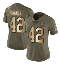 Women's Nike Green Bay Packers #42 Morgan Burnett Limited Olive/Gold 2017 Salute to Service NFL Jersey
