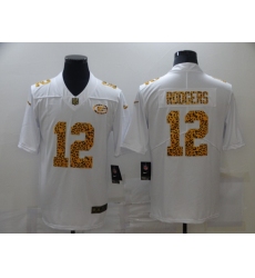 Men's Green Bay Packers #12 Aaron Rodgers White Nike Leopard Print Limited Jersey
