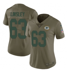 Women's Nike Green Bay Packers #63 Corey Linsley Limited Olive 2017 Salute to Service NFL Jersey