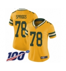 Women's Green Bay Packers #78 Jason Spriggs Limited Gold Rush Vapor Untouchable 100th Season Football Jersey