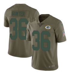 Men's Nike Green Bay Packers #36 LaDarius Gunter Limited Olive 2017 Salute to Service NFL Jersey