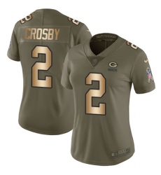 Women's Nike Green Bay Packers #2 Mason Crosby Limited Olive/Gold 2017 Salute to Service NFL Jersey