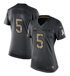 Women's Nike Green Bay Packers #5 Paul Hornung Limited Black 2016 Salute to Service NFL Jersey