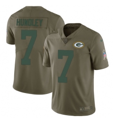 Youth Nike Green Bay Packers #7 Brett Hundley Limited Olive 2017 Salute to Service NFL Jersey