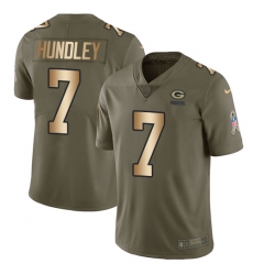 Youth Nike Green Bay Packers #7 Brett Hundley Limited Olive/Gold 2017 Salute to Service NFL Jersey