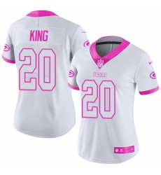 Women's Nike Green Bay Packers #20 Kevin King Limited White/Pink Rush Fashion NFL Jersey