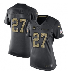 Women's Nike Green Bay Packers #27 Josh Jones Limited Black 2016 Salute to Service NFL Jersey