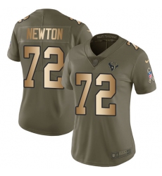 Women's Nike Houston Texans #72 Derek Newton Limited Olive/Gold 2017 Salute to Service NFL Jersey